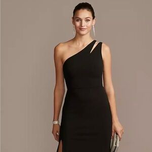One Shoulder Cutout Black Gown